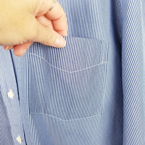 Tommy Hilfiger Blue & White Striped Button Front Shirt XL - Picture 5 of 8